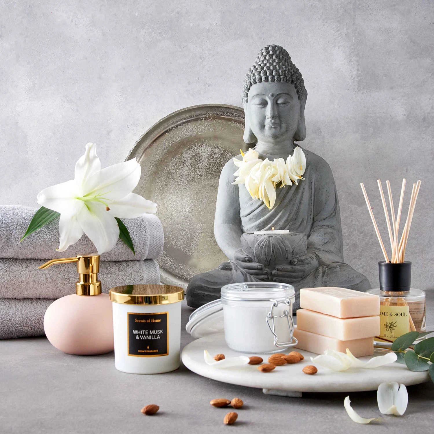 BUDDHA Statue Mit Kerzenteller Höhe 46cm 2 BUDDHA Statue Mit Kerzenteller Höhe 46cm – Bild 2