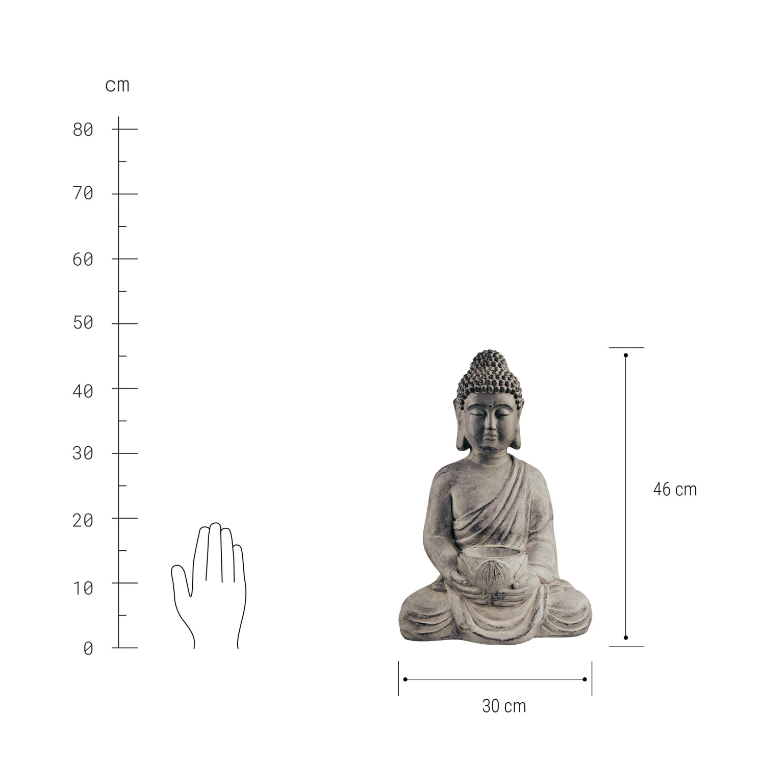 BUDDHA Statue Mit Kerzenteller Höhe 46cm 3 BUDDHA Statue Mit Kerzenteller Höhe 46cm – Bild 3