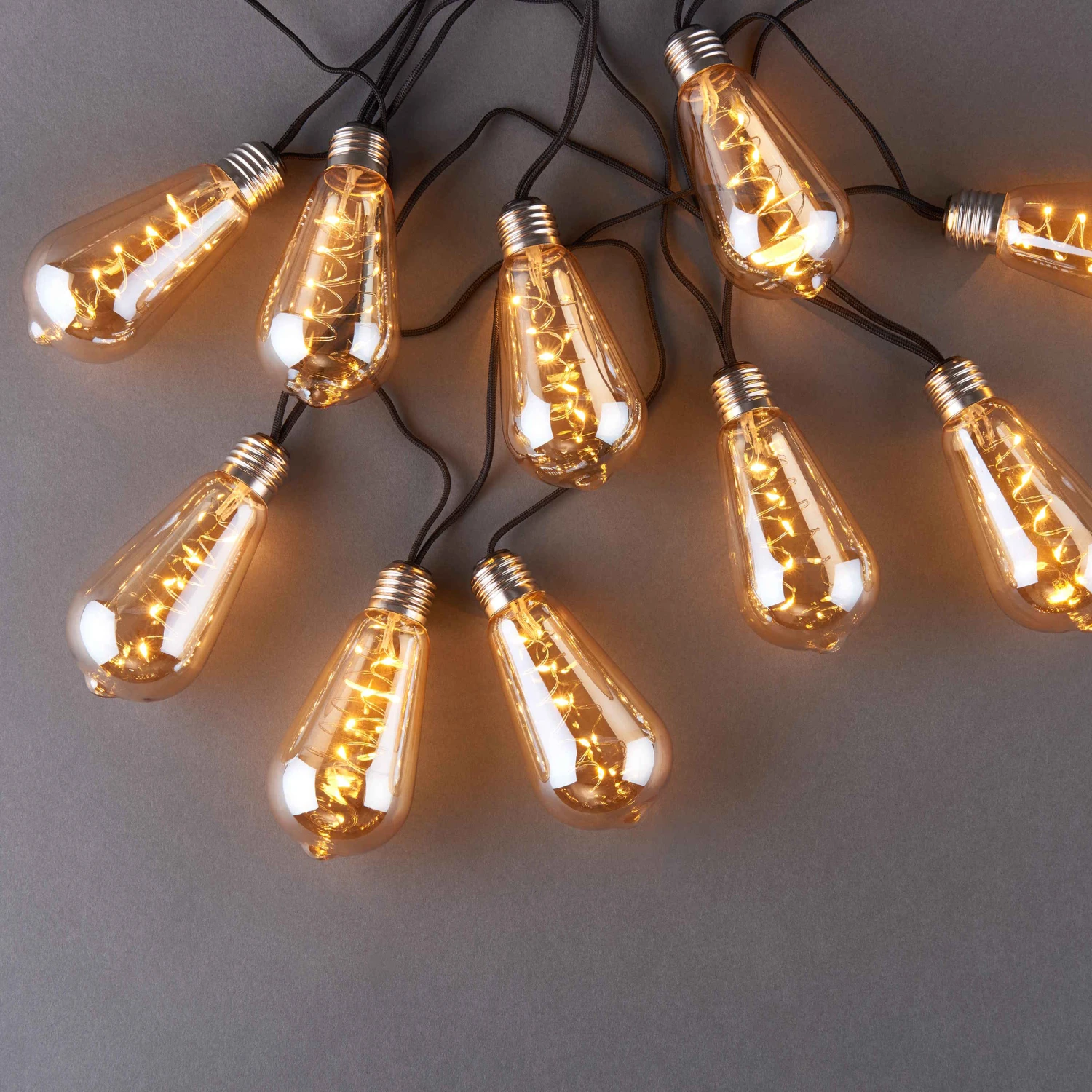 BULB LIGHTS LED Lichterkette Mit Naturseil 10 Lichter Und Stecker 1 BULB LIGHTS LED Lichterkette Mit Naturseil 10 Lichter Und Stecker