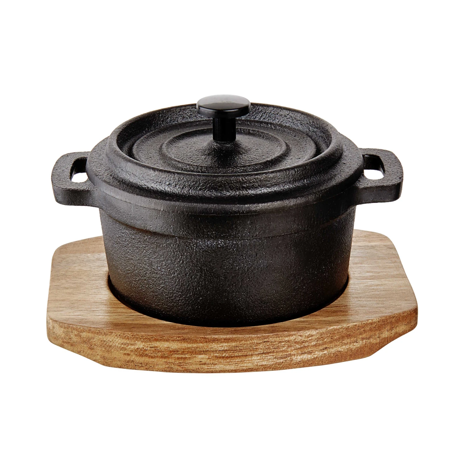HOT IRON Mini-Serviertopf Mit Holzuntersetzer L 14 X B 11cm 1 HOT IRON Mini-Serviertopf Mit Holzuntersetzer L 14 X B 11cm