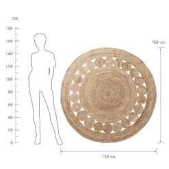 ALL NATURE Hanf-Teppich Mit Lochmuster Ø150cm -Haushaltsgegenstände Rabatte 10224747 2