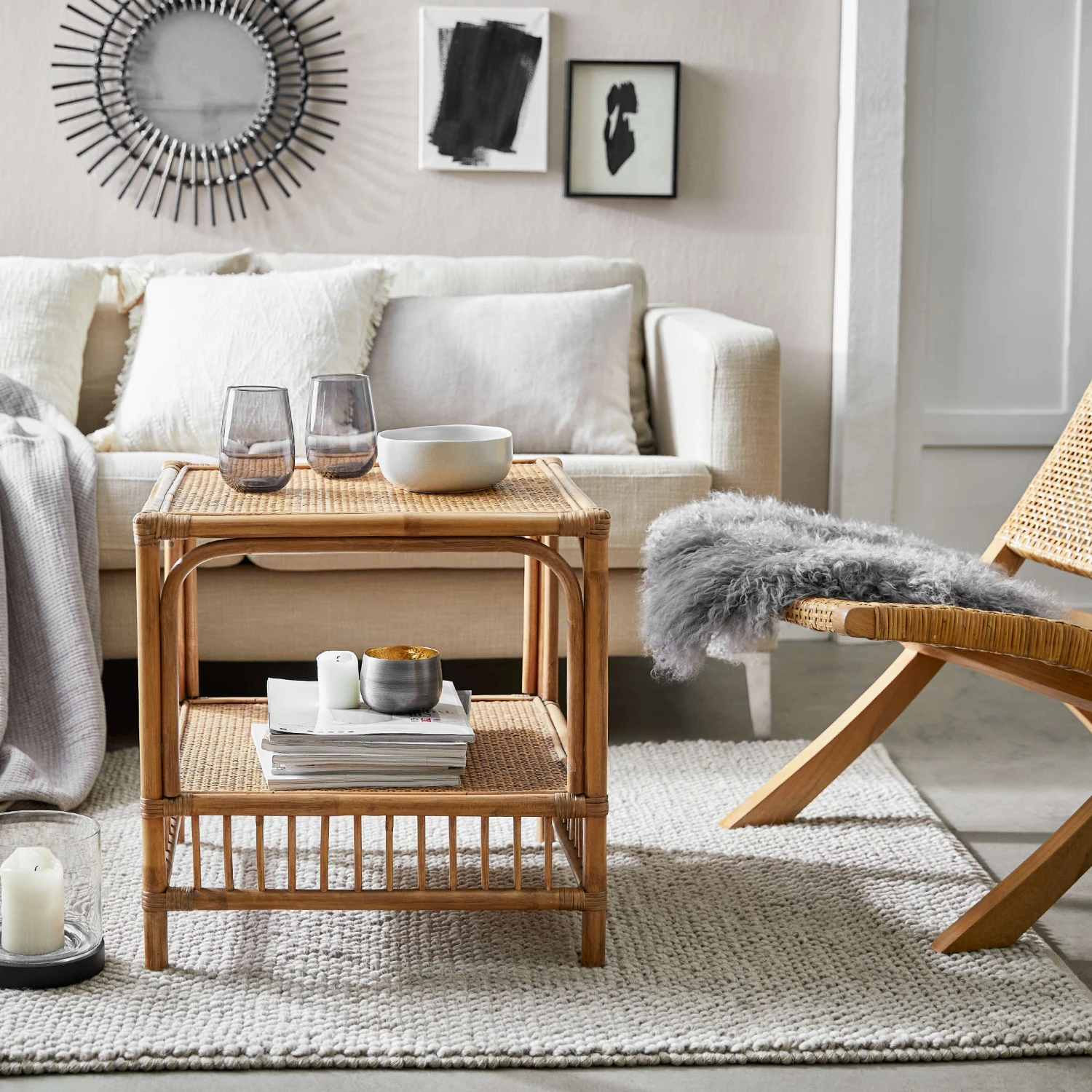 BOHO LOUNGE Couchtisch Handgefertigt Aus Rattan 2 BOHO LOUNGE Couchtisch Handgefertigt Aus Rattan – Bild 2