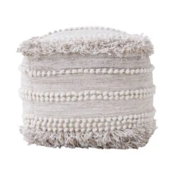 BOHO LOUNGE Woll-Pouf Mit Troddeln -Haushaltsgegenstände Rabatte 10226641 2