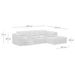 HUDSON Ecksofa 3-Sitzer Mit Longchair Rechts Davorstehend Echtleder -Haushaltsgegenstände Rabatte 71000972 7