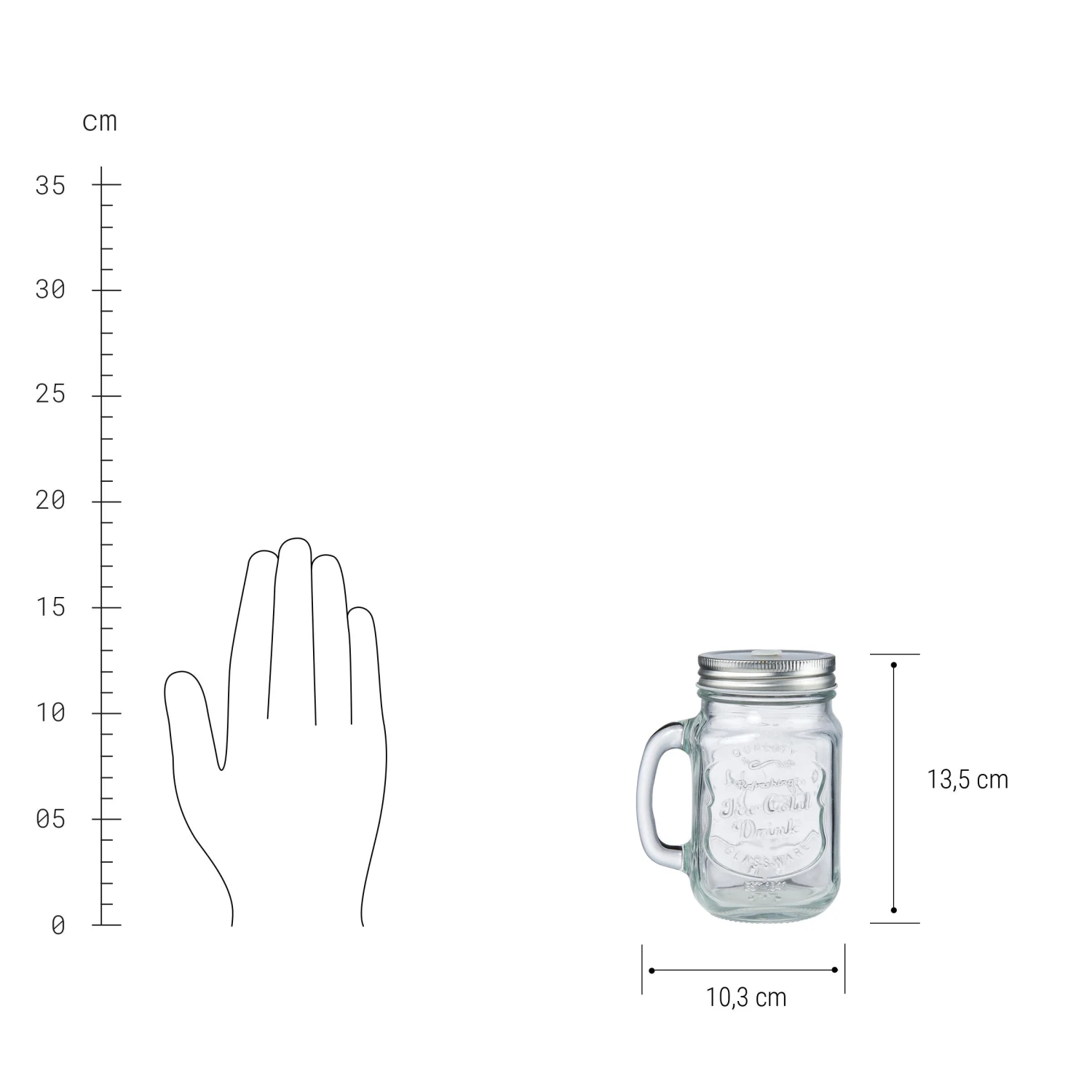 REFRESH 6x Trinkgläser Mason Mit Deckel 450ml 3 REFRESH 6x Trinkgläser Mason Mit Deckel 450ml – Bild 3