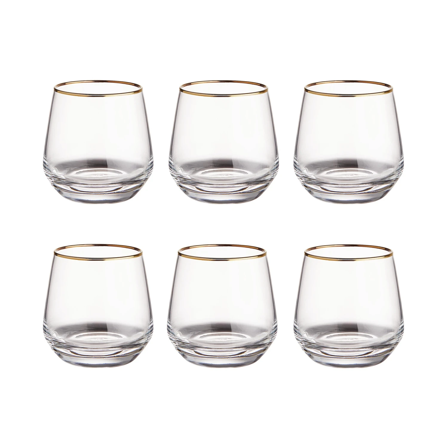 TOUCH OF GOLD 6x Gläser Mit Goldrand 345ml 1 TOUCH OF GOLD 6x Gläser Mit Goldrand 345ml