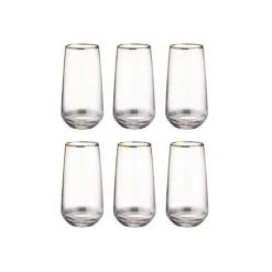 TOUCH OF GOLD 6x Longdrinkgläser Mit Goldrand 480ml